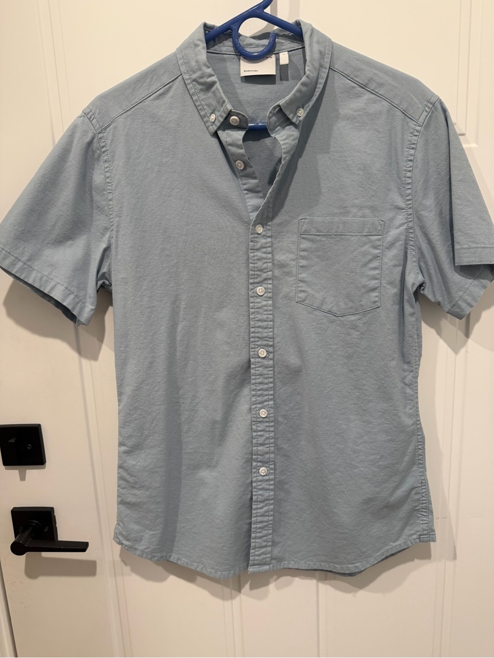 ASOS Men's Light Blue Denim Short-Sleeve Button-Down Shirt